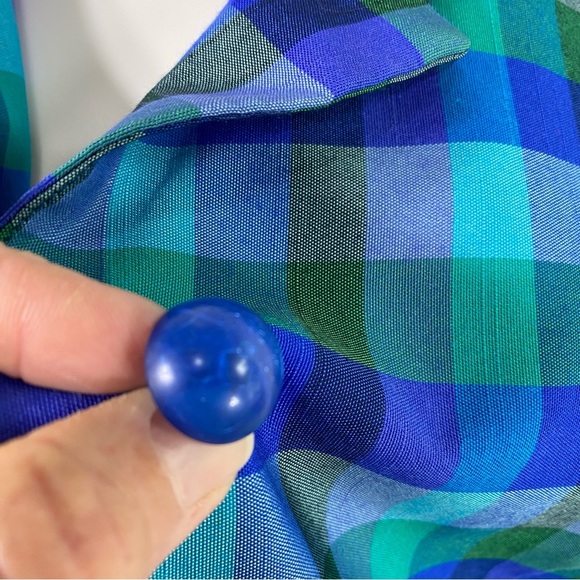 Sag Harbor Blue & Green Plaid Button Down Short Sleeve Blazer - Picture 6 of 8